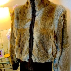 Vintage Rabbit Fur Bomber Jacket